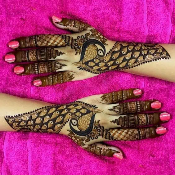 Simple Peacock Mehndi Designs for Hands